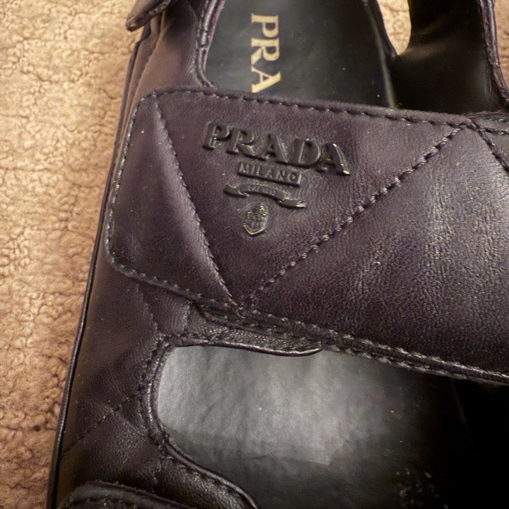 Prada Black Quilted Leather Sandals - Picture 2 of 6